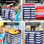 WISELIFE 6 Pack Reusable Grocery Bags Large Water Resistant Grocery Collapsible Heavy Duty Tote Bags for Shopping Picnic