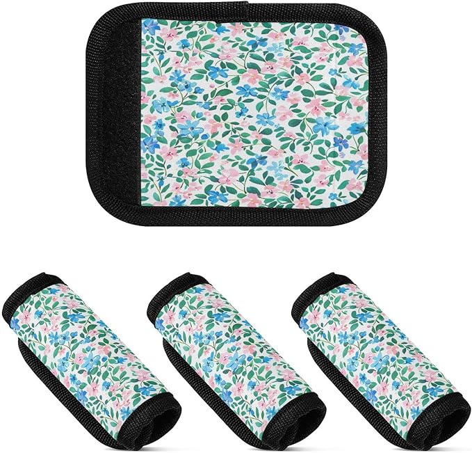 Qilmy Fresh Style Floral Fragments Luggage Handle Wrap 4Pack Luggage Identifiers Tag Comfort Handle Grips Cover for Stroller Suitcase Bag Airplane Travel Accessories1524