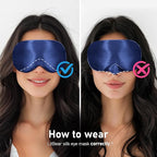 LitBear 100% 22 Momme Mulberry Silk Sleep Mask - 3D Contoured Eye Mask for Men Women, Soft Breathable Sleeping Mask with Adjustable Strap, Perfect Blocks Light for Sleeping (Midnight Blue)