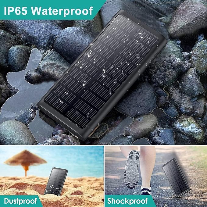 RGVOTA 5 in 1 Wireless Portable Charger Power Bank,36800mAh 5 Output Dual QC4.0 25W PD USB C Battery Pack,15W Wireless Fast Charging,IP65 Solar Charger Compatible with iPhone14,13,12 Series,iPad etc