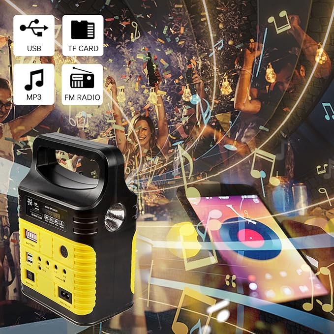 Solar Generator - Portable Power Station for Emergency Power Supply,Portable Generators for Camping,Home Use&Outdoor,Solar Powered Generator With Panel Including 3 Sets LED Light (Yellow)