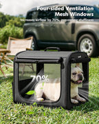 Dog Car Carrier Light Weight, 24×17.7×20.5in Dog Carrier for Cars Easy to Assemble, Dog Cars Crate Portable and Breathable, Foldable Pet Carrier for Outing, Dogs Travel Crate with Curtain Dark Gray