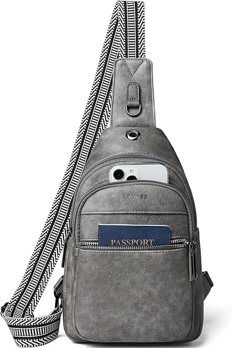 LATMAP Sling Bag For Women Faux Leather Small Casual Daypack Backpack Fanny Pack Crossbody Chest Bags Purse