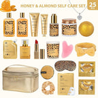25 Pcs Mother's Day Gift, Honey & Almond Bath & Body Gift Set for Women, Hydrating Skin Care Kit, Spa Gift, Cosmetic Bag, Necklace, Anniversary, Christmas, Birthday, Valentines, Wife