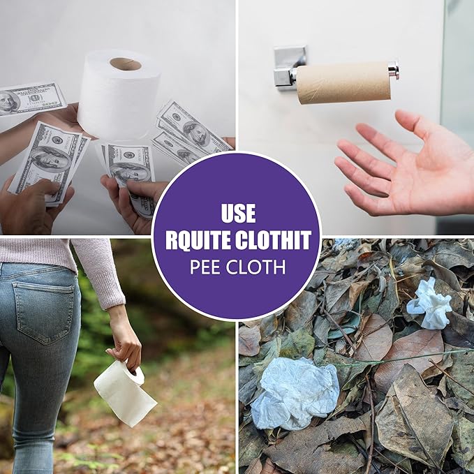 Rquite 2 Pcs Pee Cloth, Pee Cloth for Women Hiking, Soft & Absorbent Pee Rag, Reusable Toilet Paper Washable, Wipes After Female Urination, Women Travel Camping Backpacking Essentials