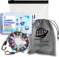 Travel Laundry Detergent Sheets for Hand or Machine Wash and Heavy Duty Travel Clothesline – Compact Sink Washing Detergent & Indoor Outdoor Drying Line for Hotels, Cruises & Camping
