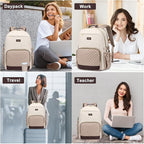 Focdod Laptop Backpack for Women Bookbag: 15.6 inch Work Backpacks with Pouch Pocket for Large Capacity Cup & USB Charger College Book Bag Travel Business Nurse Teacher Bookbags Anti-theft Back Pack