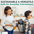 Everusely - Bento Box - Green, 47oz / 1.4 L - Large Stainless Steel Lunch Box with Leakproof Condiment Container - 3 Compartment Snack Organizer for On the Go Meals - Freezer & Dishwasher Safe