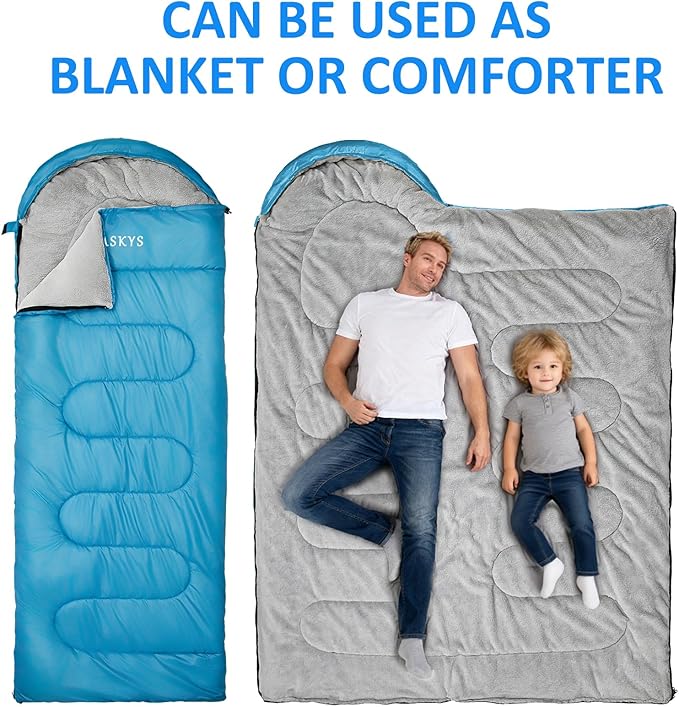 oaskys Camping Sleeping Bag - 3 Season Warm & Cool Weather - Summer Spring Fall Lightweight Waterproof for Adults Kids - Camping Gear Equipment, Traveling, and Outdoors
