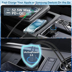 [Apple MFi Certified] iPhone 17 Car Charger, KYOHAYA 52.5W PD/QC Car Power Adapter USB-C Car Charger Cigarette Lighter with Type-C Braided Cable for iPhone 17/17 Pro Max/16 Pro/15/Galaxy S26/S25/Pixel