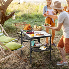 Titanker Folding Camping Table 3ft, Folding Picnic Table, Large Camp Table Portable with Extra Side Racks & Storage Net, Outdoor Patio Table, RV/Car Camping Essentials, Aluminum Light & Solid