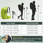 AISUNOURDOOR Lightweight Adjustable Trekking Poles, Aluminum Collapsible Travel Hiking or Walking Sticks for Women Children, with One Disposable Raincoat