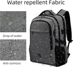 DUSLANG 17 Inch Travel Laptop Backpack Water Resistant College Backpack for Men Laptop Bag with USB Charging Port,Light Grey