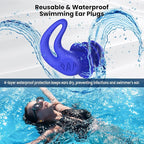 Waterproof Ear Plugs for Swimming Adults - 4 Pairs Reusable Silicone Ear Plugs for Women & Men, Keep Ear Water Out Swimming, Showering, Bathing, Surfing, Water Sports