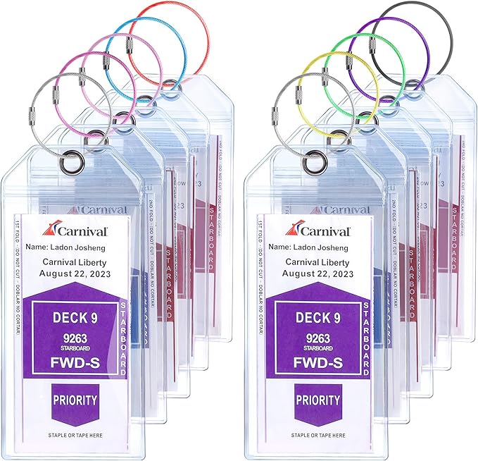 Cruise Luggage Tag Holders for Carnival, Princess, NCL Luggage Tags for Cruise Ship Must Haves 2026 for Cruise Lovers, 10 Pack Cruise Ship Essentials