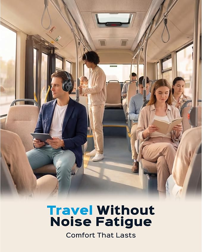 TREBLAB Z7-Pro Hybrid Active ANC Over-Ear Bluetooth Headphones for Work, Travel and Focus, All-Day Comfort, 38H Playtime, Foldable Wireless Headphones Noise Cancelling with Carrying Case