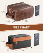 Elviros Travel Toiletry Bag Gift for Men，Mens Toiletries Bag Gifts Set Shaving Dopp Kit Water-resistant Bathroom Toiletries Organizer PU Leather Cosmetic Bags 2 Pack Dark Brown and Brown