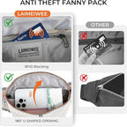 Fanny Pack for Women Men, Water-Resistant Travel Waist Pack with RFID Blocking, Wide Opening Crossbody Belt Bag for Phone, Passport, Small Hip Pack for Running, Hiking, Workout（Off-white）