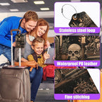 3 Pack Goth Skull Bookshelf Luggage Tags for Suitcase Black Cat PU Leather Travel Luggage Tag Privacy Cover ID Label for Women Men Baggage Backpack Handbag School Bag