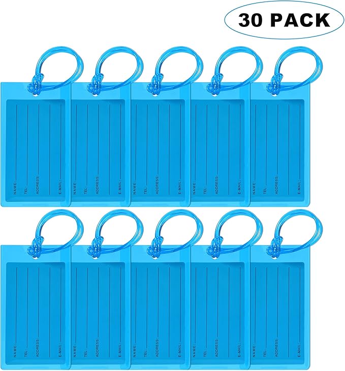 30 Pack Luggage Tags for Suitcases, Airplane Travel Essentials for Flying, International Travel Must Haves, and Luggage Accessories by Sodsay