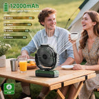 FRIZCOL 3-in-1 Camping Fan - Portable Fans Rechargeable - Detachable Battery Powered Fan with Light & Remote for Indoor, Outdoor, Tent, Travel, Fishing, Jobsite, Gifts for Men Dad Him - Green