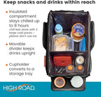 High Road CarHop Front Seat Car Organizer with Car Cup Holder, Passenger Seat Tray and Padded Filing or Cooler Compartment with Side Pocket Storage
