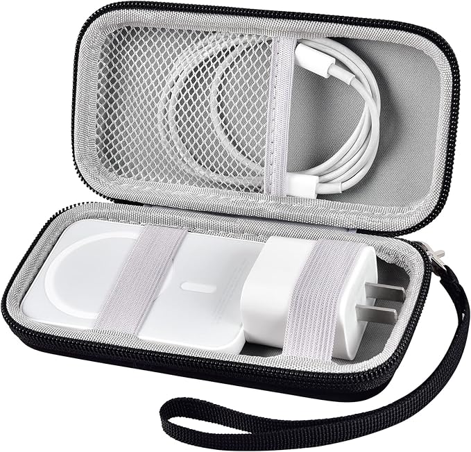 Charger Battery Pack Case Compatible with Apple MagSafe/for Baseus/for Belkin/for INIU, Holder for Anker 633/622/621/321 MagSafe Magnetic Power Bank for iPhone 15, Storage with Strap - Black