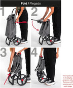 Foldable Puffer Grocery Shopping Cart with Wheels | Collapsible Personal Folding Cart for Groceries | Durable & Portable | Black