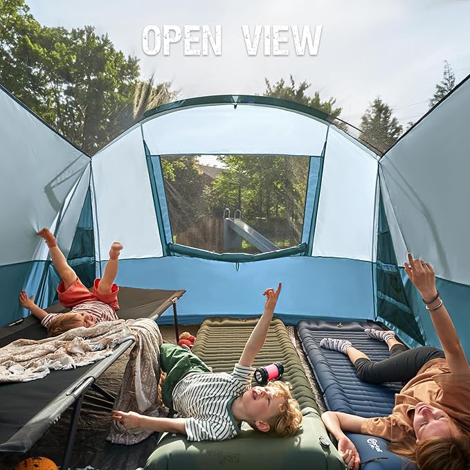 PORTAL 6/8/10 Person Family Camping Tent with Screen Room, Water Resistant Big Tunnel Tents with Rainfly, Large Family Tent for Camping, Outdoor, Patio