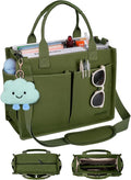 BESBESME Canvas Tote Bag for Women with Zipper & Compartments– Large Work & College Laptop Tote Crossbody Shoulder Bag