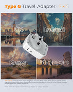 US to UK Plug Adapter PD 20W, TESSAN Type G Travel Converter with 3 USB Charger(1 USB C Port), 4 Outlets Power Adaptor for USA to Qatar Ireland Hong Kong England Scotland Kenya Dubai London British