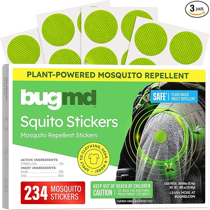 BugMD Squito Stickers Mosquito Repellent Patch for Adults (234 Stickers), Safe & Effective Insect Repellent Patches for Toddlers, Kids, Camping, Beach & Outdoor Essentials