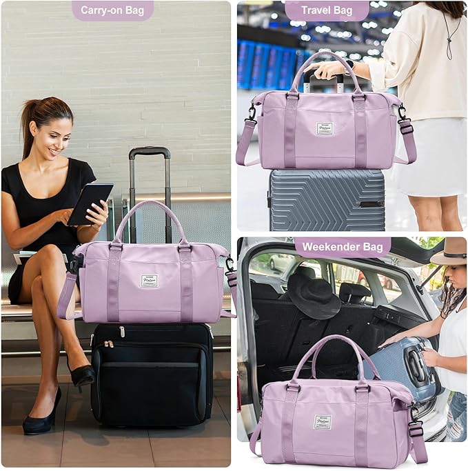 HYC00 Travel Duffel Bag,Carry-on Overnight Weekender Bags for Women,Sports Tote Gym Bag with Wet Pocket