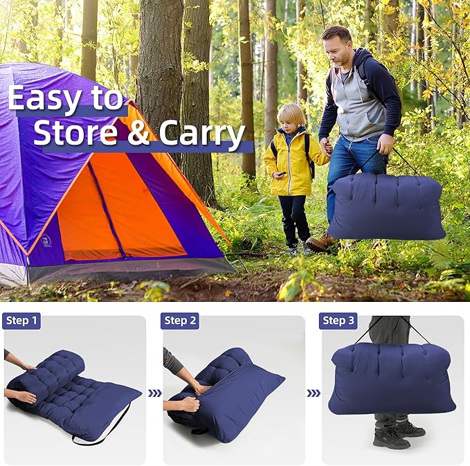 Fragess Portable Camping Cot, Sleeping Cot for Adult, 28" Extra Wide Heavy Duty Folding Cot Max Load 600LBS with Thick Mattress, Portable Camping Bed for Camp Outdoor/Office, Home Nap (Blue)