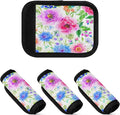 4 Pack Colorful Flowers Luggage Handle Wrap, Detachable Luggage Tag, Neoprene Suitcase Wrap with Comfort Grip & Bright Identifier for Suitcase, Travel Bag, Sports Bag