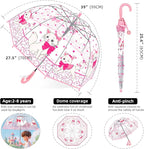 Kids Clear Umbrella for Rain Dome Bubble Umbrellas Windproof for Kids Boys and Girls