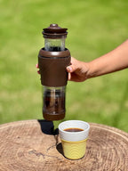 Pressca - Portable Coffee & Tea Maker - Thermal Coffee & Tea Infuser, French Press, Single Serve Coffee Maker, BPA Free - Home & Kitchen Accessories & Utensils - 12 fl oz, Brown