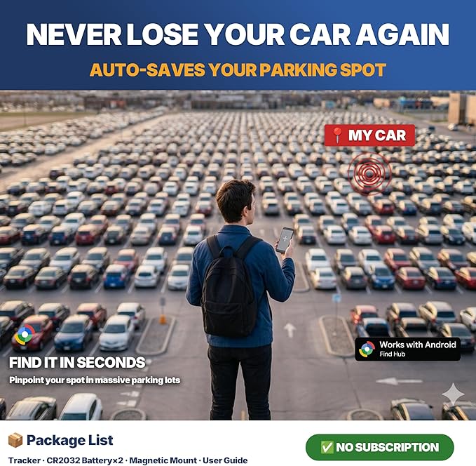 GPS Tracker for Vehicles - Magnetic Car GPS Tracker, No Subscription, Works with Google Find Hub (Find My Device), Anti-Theft Real-Time Tracker, IP67, 365 Day Battery (Android Only)