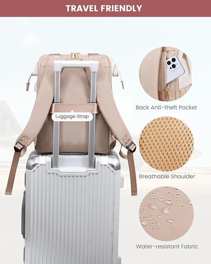 LOVEVOOK 18 Inch Laptop Backpack for Women, Large Capacity Travel Backpack with Organizer Bag, Waterproof Carry on Backpack Purse Work Bag with USB Port for College Teacher Nurse, 2PCS