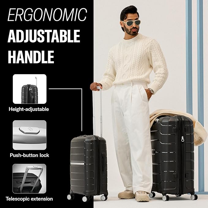 Samsonite Freeform 2-Piece Luggage Set - Carry-On & Large Checked Luggage with Dual Spinner Wheels - Durable Polypropylene Hardshell - TSA Lock, Airline-Approved - Expandable Hard Shell Powder Blue