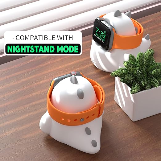 ELETIUO Charger Stand Compatible with Apple Watch Series Ultra2/Ultra/10/9/8/SE2/7/6/SE/5/4/3/2/1 (49/46/45/44/42/41/40/38mm),Dinosaur iWatch Charging Dock,Supports Nightstand Mode,White