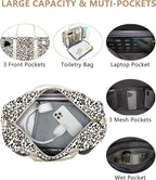 Women Weekender Travel Duffle Bag: Travel Duffel Overnight Bags with Shoe Compartment Large Carry on Tote with Toiletry Bag Weekend Traveling Yoga Gym Hospital Bag for Women with Wet Pocket Leopard