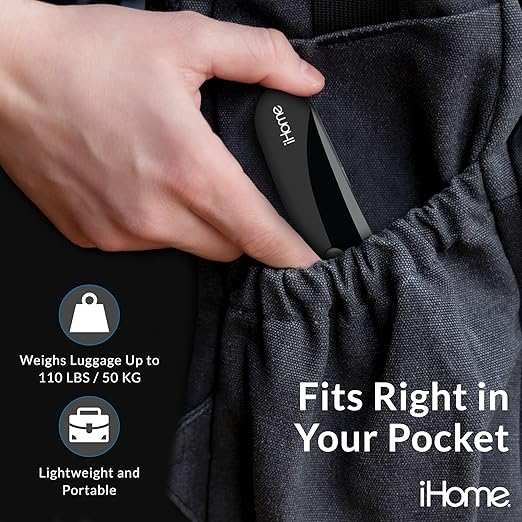 iHome Digital Luggage Scale - 110lbs Portable Suitcase Scale with LCD Display - Luggage Weight Scale (220LSGL2BL)