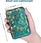 Credit Card Holder, Mini Aluminum Card Wallet RFID Blocking Slim Metal Hard Card Case for Women Men, Almond Blossom