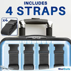 Luggage Straps for Suitcases - TSA Approved - Gray, 4 PK - Premium Nylon Belts for Suitcase, Briefcase & Travel Bag - Adjustable Strap Length 46" - 78"