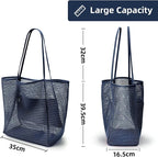 KALIDI Beach Nylon Mesh Tote Bag, Casual Tote Bag Hobo Women Foldable MAX 23L Shoulder Bag For Beach Picnic Vacation