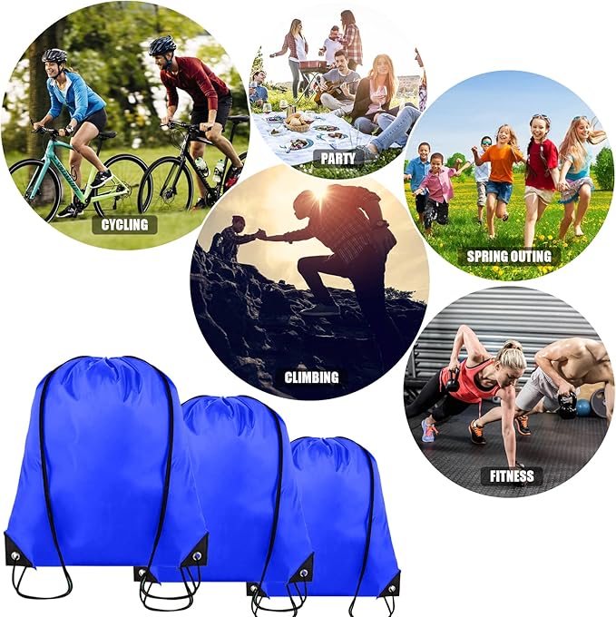 Grneric 60 Pieces Drawstring Backpack Bulk Cinch Sackpack Ployster Drawstring Bags for Gym Party Trip(Navy Blue)