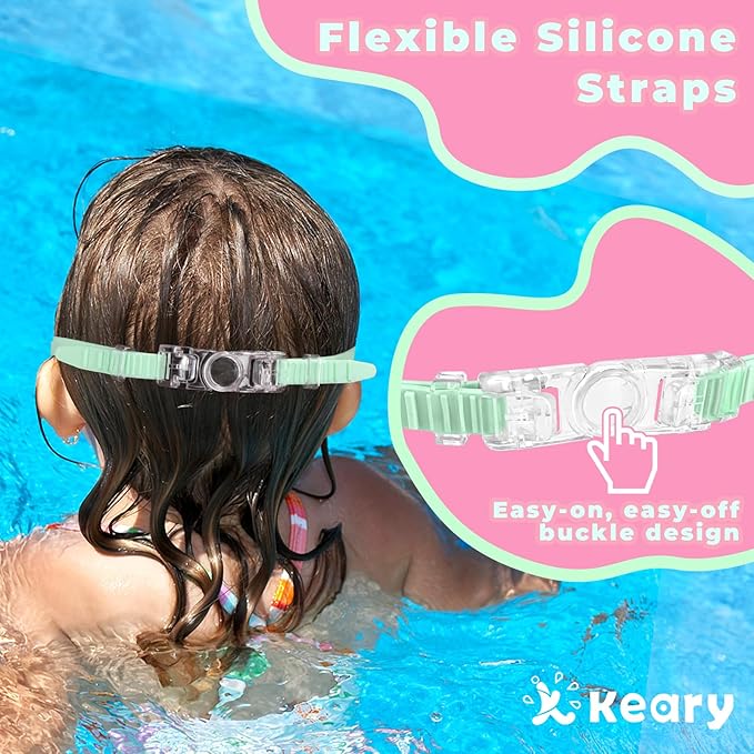 Keary 2 Pack Kids Swim Goggles for 3-15 UV Protection Anti-Fog Pool Water Swimming Goggles For Boys Girls Youth Toddler