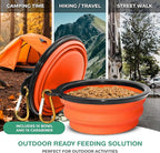 Collapsible Dog Bowls for Travel, Portable Dog Water Bowl & Food Bowl for Dogs and Cats, Foldable Pet Feeding Dish for Walking Hiking Camping with Carabiner, BPA Free, Orange