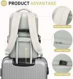 Waterproof Laptop Backpack for Men & Women, Flight Approved Anti-Theft Daypack with 15.6-inch Laptop Sleeve (Beige)
